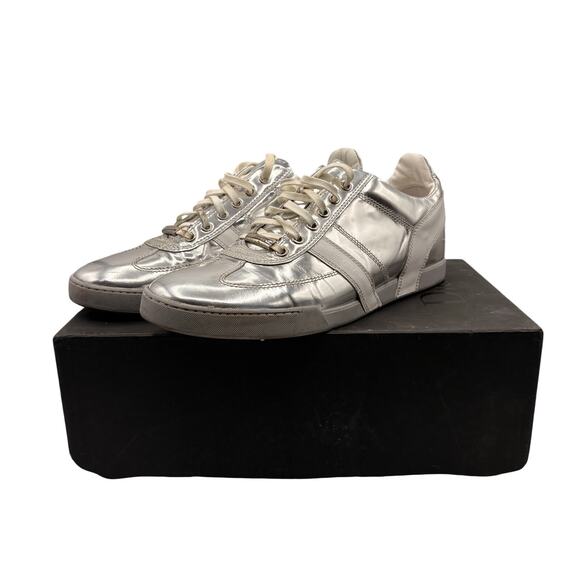 DIOR HOMME Metallic Low Top Sneakers Silver White Sz 42.5/US 9.5 $670 - Picture 2 of 15